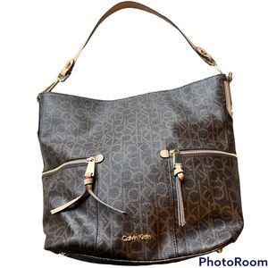 Calvin Klein Lyla monogram double zip hobo bag